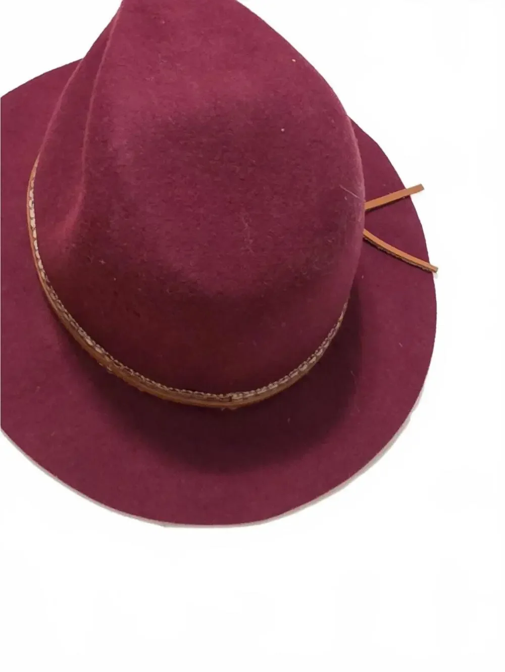 Anna and Ava 100% wool felt fedora Burgundy Hat With Leather Band